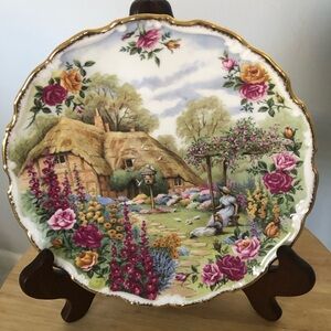 Royal Albert Floral Garden Plate with Gold Trim